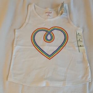Cat & Jack White Tank Top with Rainbow Heart